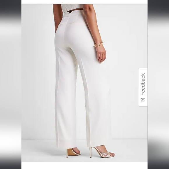 NWT Express X Rachel Zoe Wide Leg Satin Cream White Pant Size 6 - Picture 2 of 10